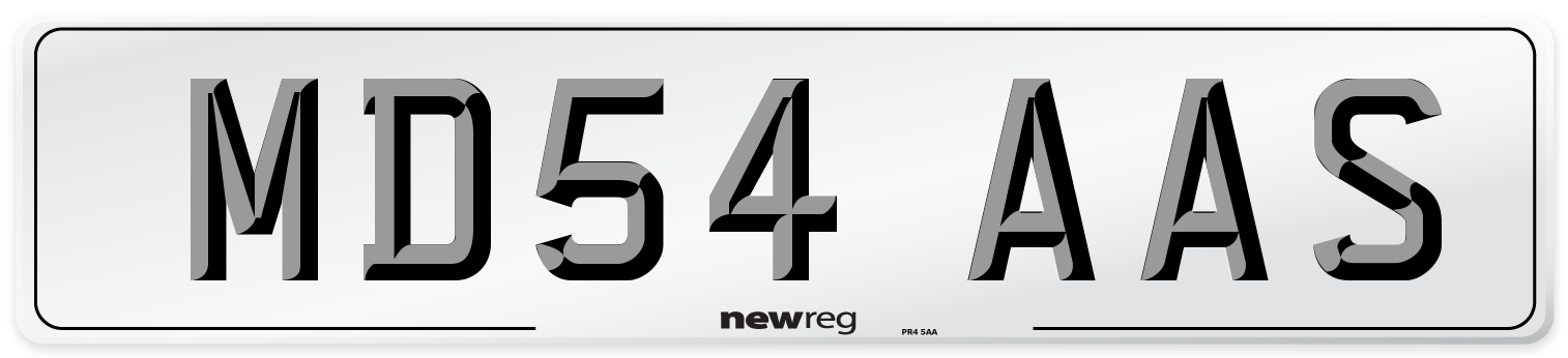 MD54 AAS Number Plate from New Reg